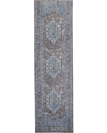 Armant medallion space dyed rug - Blue / Gray / Runner