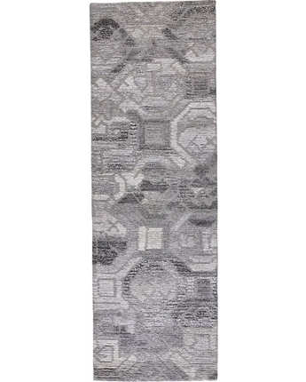 Asher lustrous geometric wool - Gray / Runner / 2’6’’