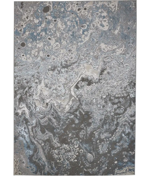 Azure modern metallic oil slick rug - Silver / Blue