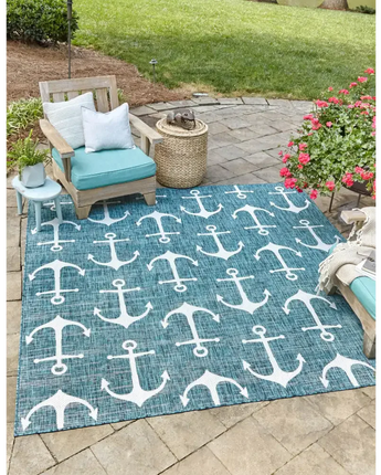 Beach/nautical outdoor coastal ahoy rug - Area Rugs