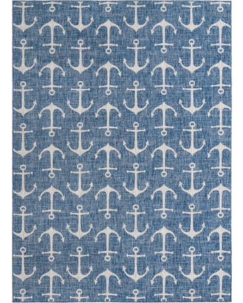 Beach/nautical outdoor coastal ahoy rug - Blue / 10’ x 14’ 1