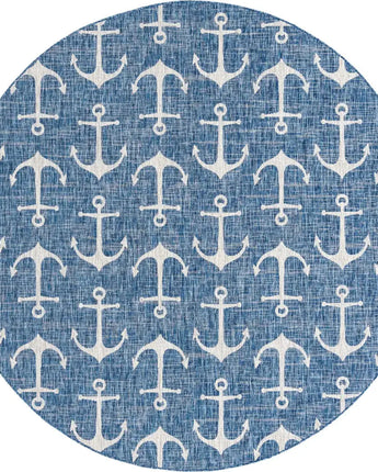 Beach/nautical outdoor coastal ahoy rug - Blue / 10’ x 10’ /