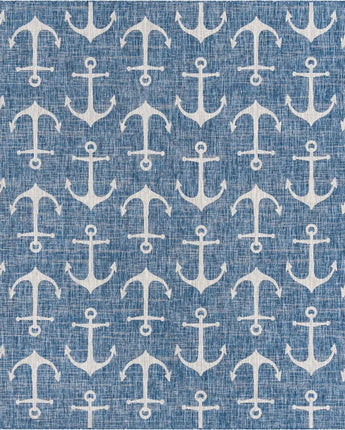 Beach/nautical outdoor coastal ahoy rug - Blue / 10’ x 10’ /