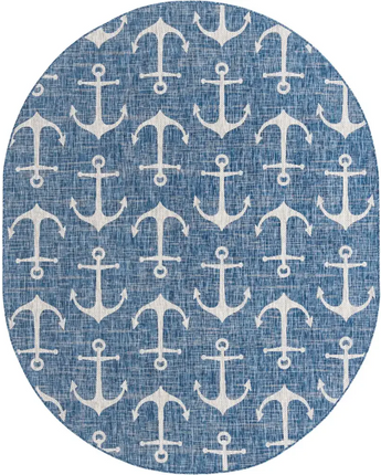 Beach/nautical outdoor coastal ahoy rug - Blue / 7’ 10 x 10’