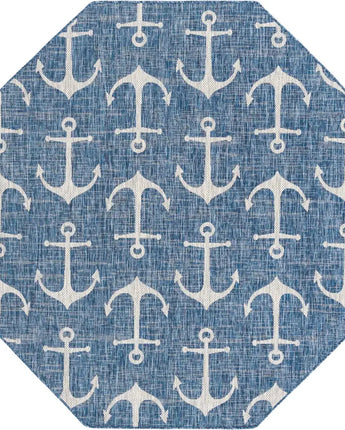 Beach/nautical outdoor coastal ahoy rug - Blue / 7’ 10 x 7’