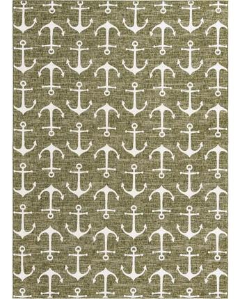 Beach/nautical outdoor coastal ahoy rug - Green / 10’