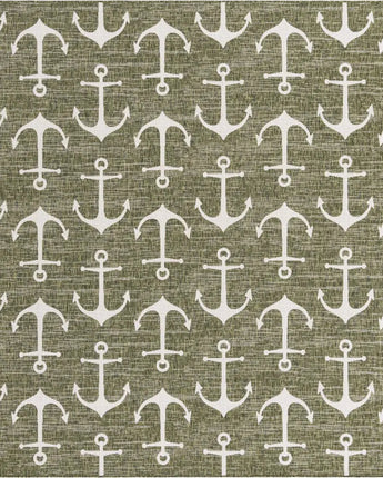 Beach/nautical outdoor coastal ahoy rug - Green / 10’