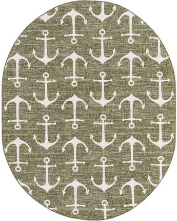 Beach/nautical outdoor coastal ahoy rug - Green / 7’