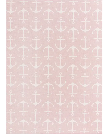 Beach/nautical outdoor coastal ahoy rug - Pink / 10’