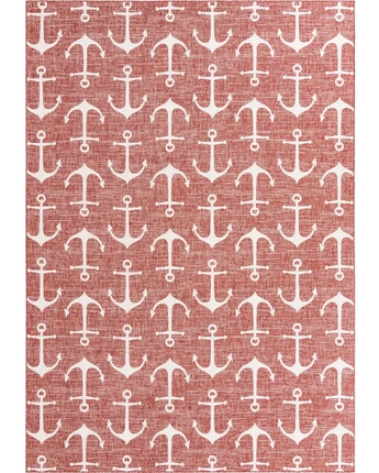 Beach/nautical outdoor coastal ahoy rug - Rust Red / 10’