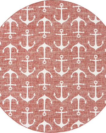 Beach/nautical outdoor coastal ahoy rug - Rust Red / 10’