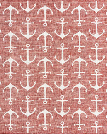 Beach/nautical outdoor coastal ahoy rug - Rust Red / 10’