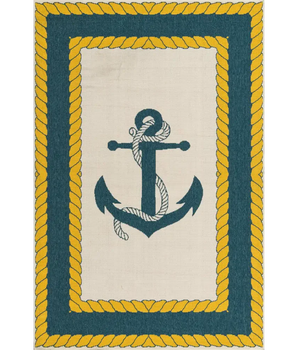 Beach/nautical outdoor coastal anchor rug - Ivory / 5’ 3 x