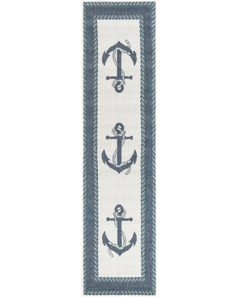 Beach/nautical outdoor coastal anchor rug - Navy Blue / 2’ x