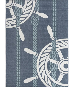 Beach/nautical outdoor coastal helm rug - Navy Blue / 9’ x