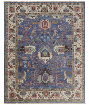 Beall luxury wool rug - Blue / Red / Rectangle / 2’ x