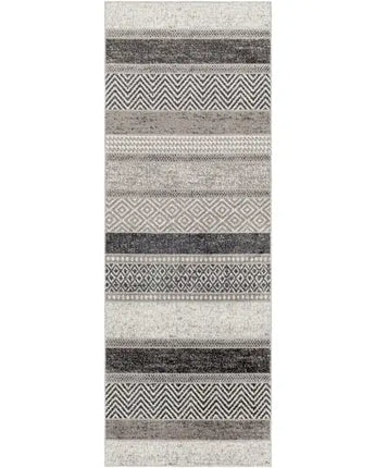 Bridges washable area rug - Black / Gray / Runner