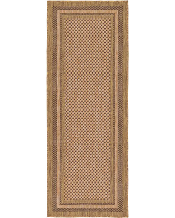 Contemporary outdoor border multi border rug - Light Brown /
