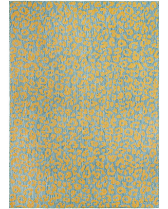 Contemporary outdoor safari leopard rug - Blue Yellow