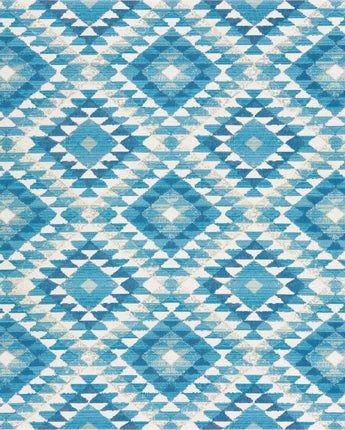 Contemporary outdoor southwestern fethiye rug - Blue / 5’