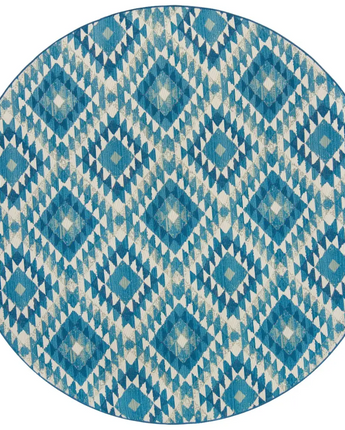 Contemporary outdoor southwestern fethiye rug - Blue / 7’