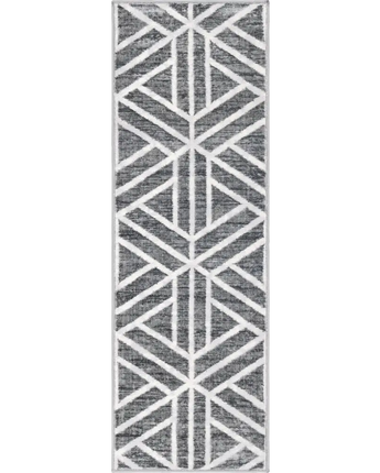 Geometric matrix trellis motif rug - Gray / Runner / 2’ x