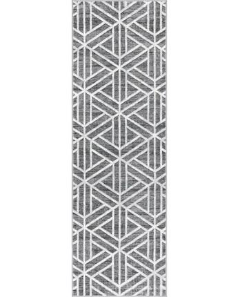 Geometric matrix trellis motif rug - Gray / Runner / 3’ x