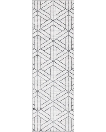 Geometric matrix trellis motif rug - White / Runner / 3’