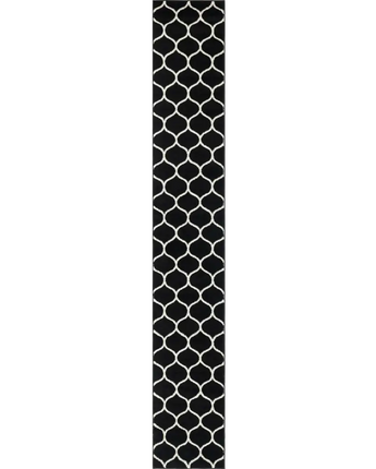 Geometric rounded trellis frieze rug (runners) - Black