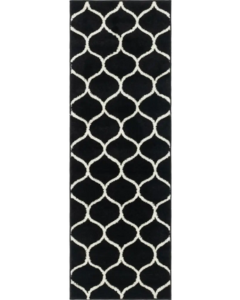 Geometric rounded trellis frieze rug (runners) - Black