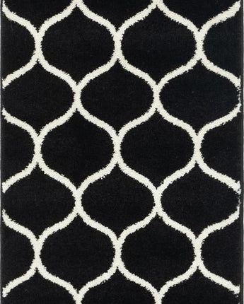 Geometric rounded trellis frieze rug (runners) - Black