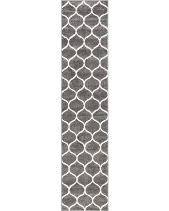 Geometric rounded trellis frieze rug (runners) - Dark Gray