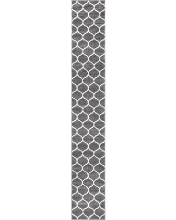 Geometric rounded trellis frieze rug (runners) - Dark Gray