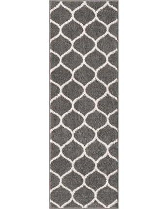 Geometric rounded trellis frieze rug (runners) - Dark Gray