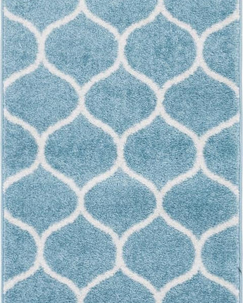 Geometric rounded trellis frieze rug (runners) - Light Blue