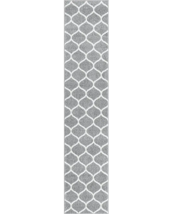 Geometric rounded trellis frieze rug (runners) - Light Gray