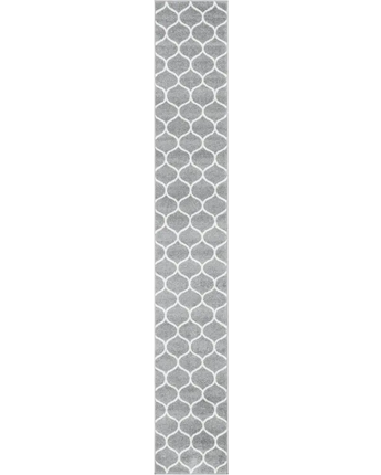 Geometric rounded trellis frieze rug (runners) - Light Gray