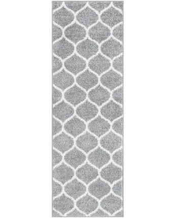 Geometric rounded trellis frieze rug (runners) - Light Gray