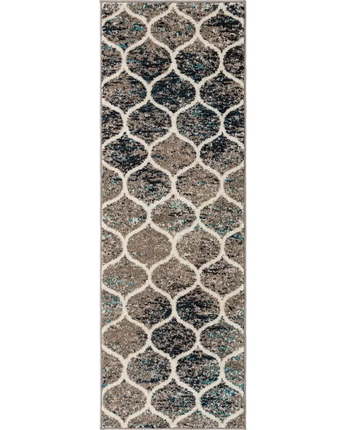 Geometric rounded trellis frieze rug (runners) - Multi/Blue