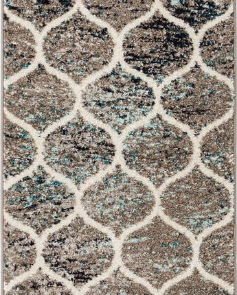 Geometric rounded trellis frieze rug (runners) - Multi/Blue