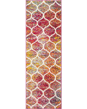 Geometric rounded trellis frieze rug (runners) - Multi/Red