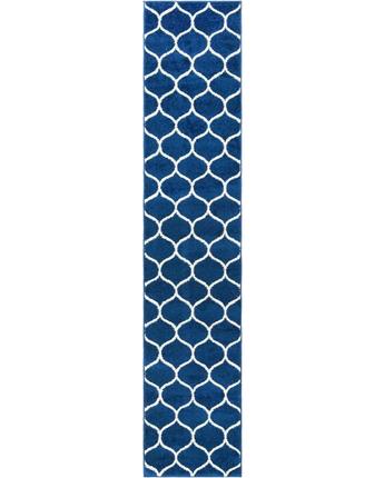 Geometric rounded trellis frieze rug (runners) - Navy Blue