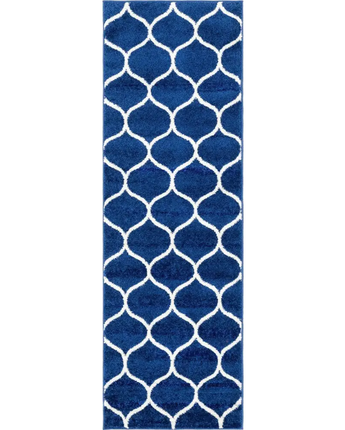 Geometric rounded trellis frieze rug (runners) - Navy Blue