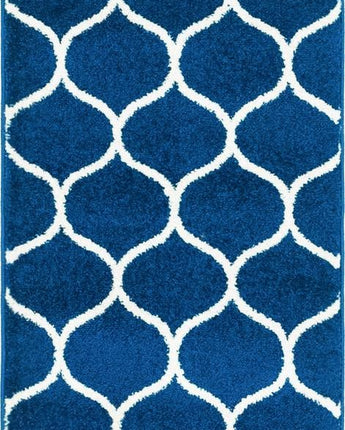 Geometric rounded trellis frieze rug (runners) - Navy Blue