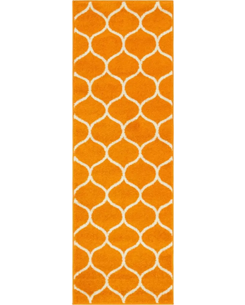 Geometric rounded trellis frieze rug (runners) - Orange