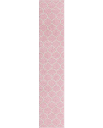 Geometric rounded trellis frieze rug (runners) - Pink