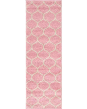 Geometric rounded trellis frieze rug (runners) - Pink