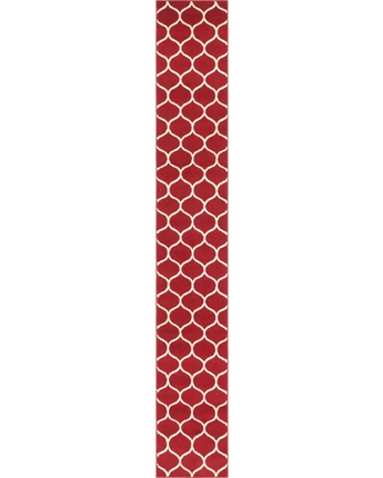 Geometric rounded trellis frieze rug (runners) - Red