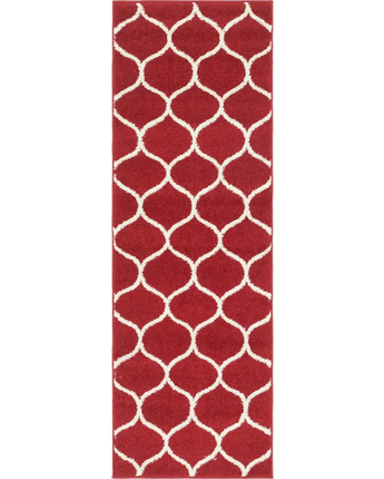 Geometric rounded trellis frieze rug (runners) - Red