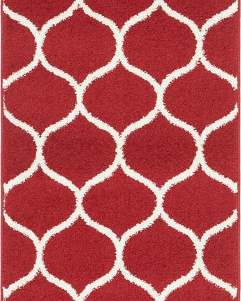 Geometric rounded trellis frieze rug (runners) - Red